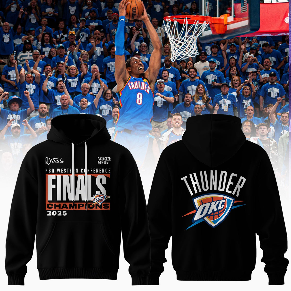 Oklahoma City Thunder 2025 Western Conference Champions Locker Room Hoodie
