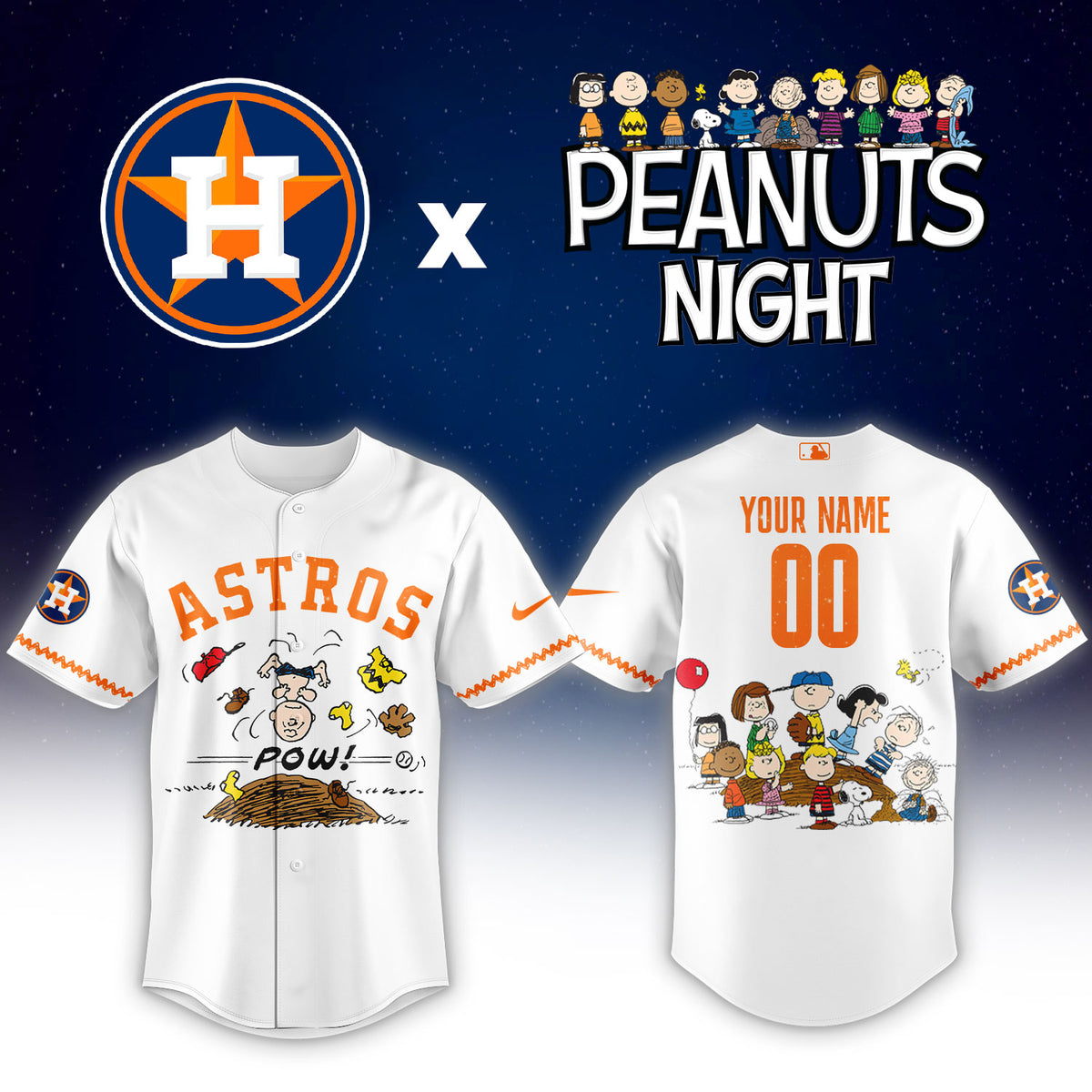 Astros x Peanuts Night ⚾🐶Custom Jersey
