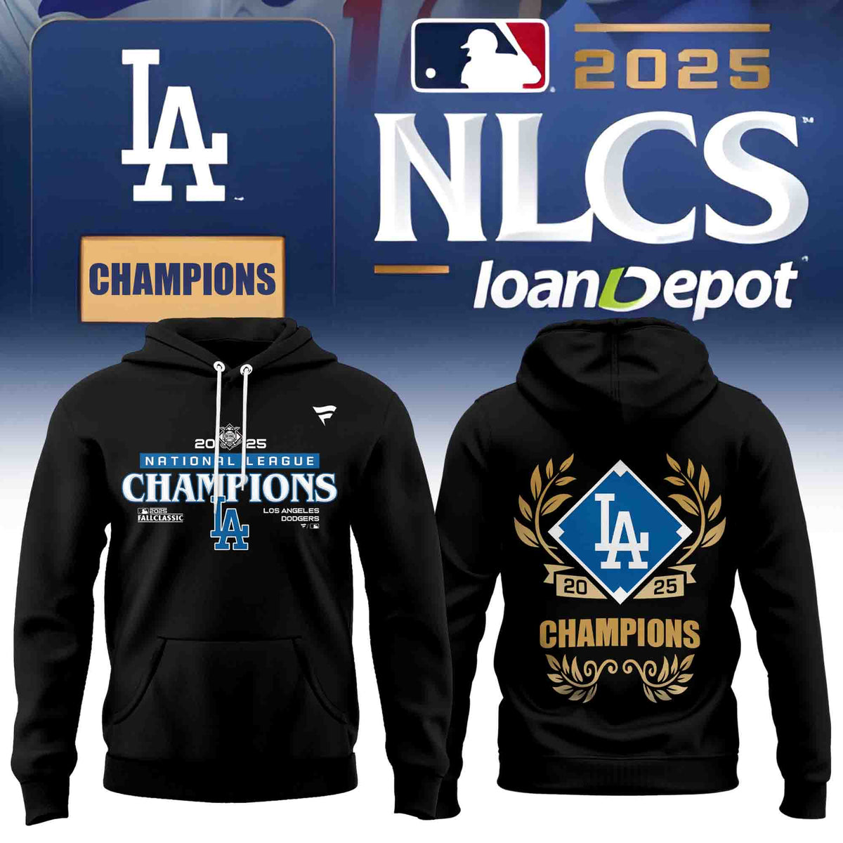 Los Angeles Dodgers 2025 National League Champions Black Hoodie