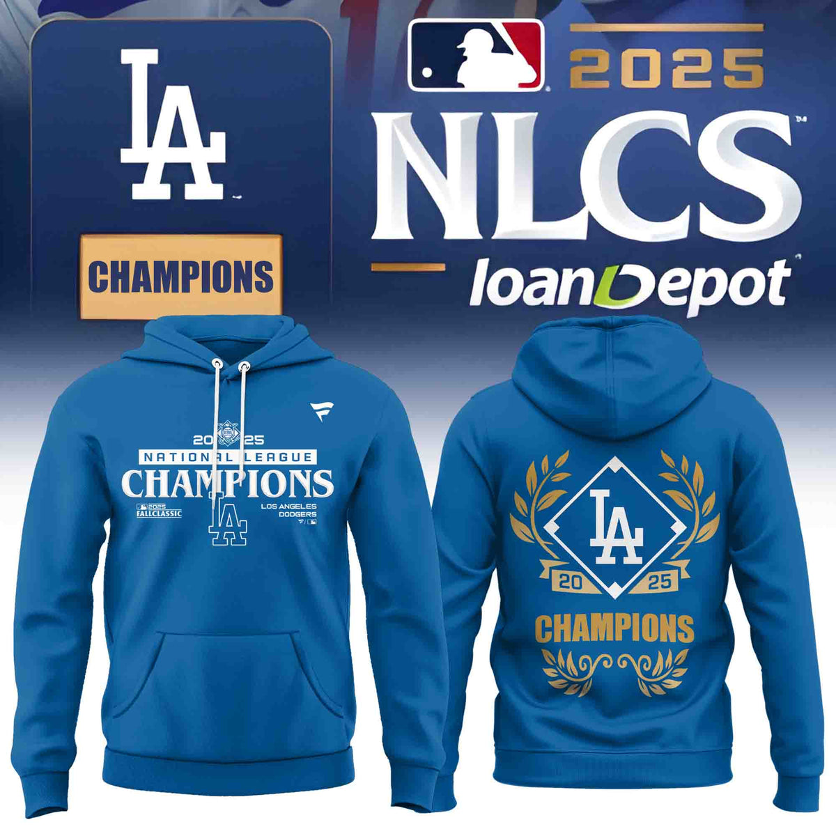 Los Angeles Dodgers 2025 National League Champions Blue Hoodie