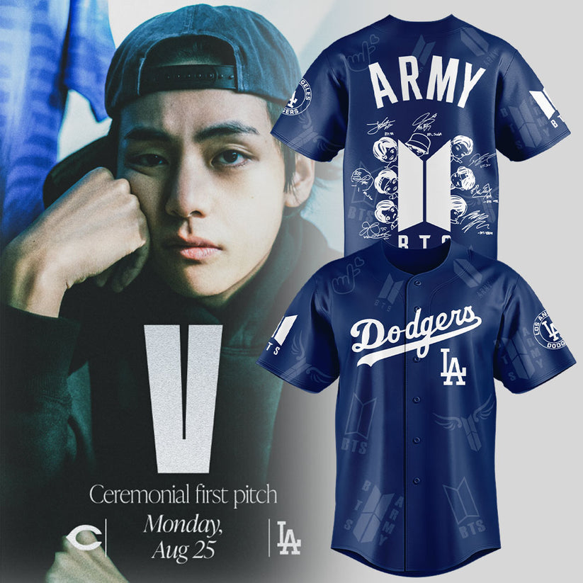 Army BTS x Los Angeles Dodgers Jersey Special Version
