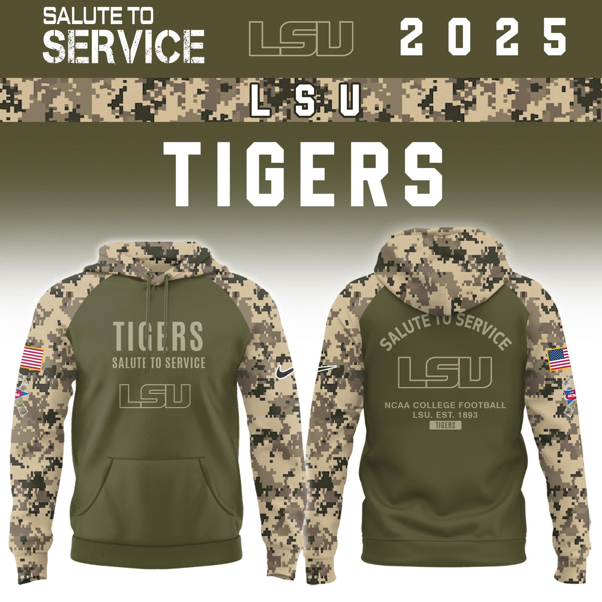 LSU Tigers Salute To Service Limited Hoodie and Cap 2025 Collection