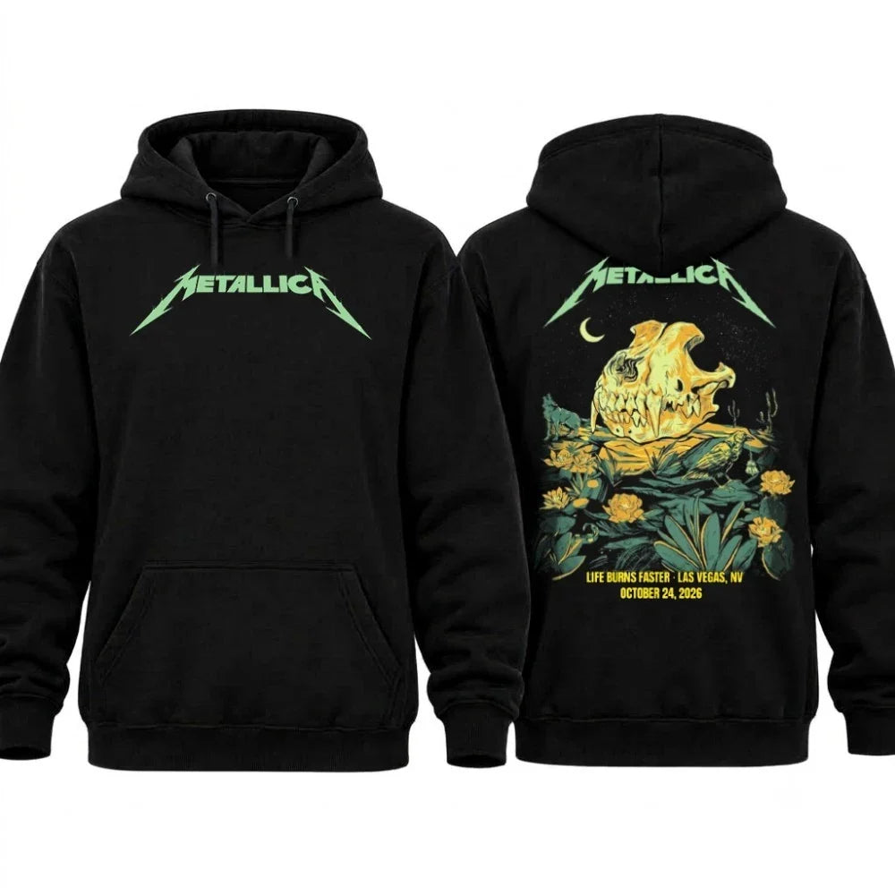 Metallica Las Vegas Pop Up Shop Hoodie and Shirt – October 24, 2026 Sphere Life Burns Faster Graphic Tee