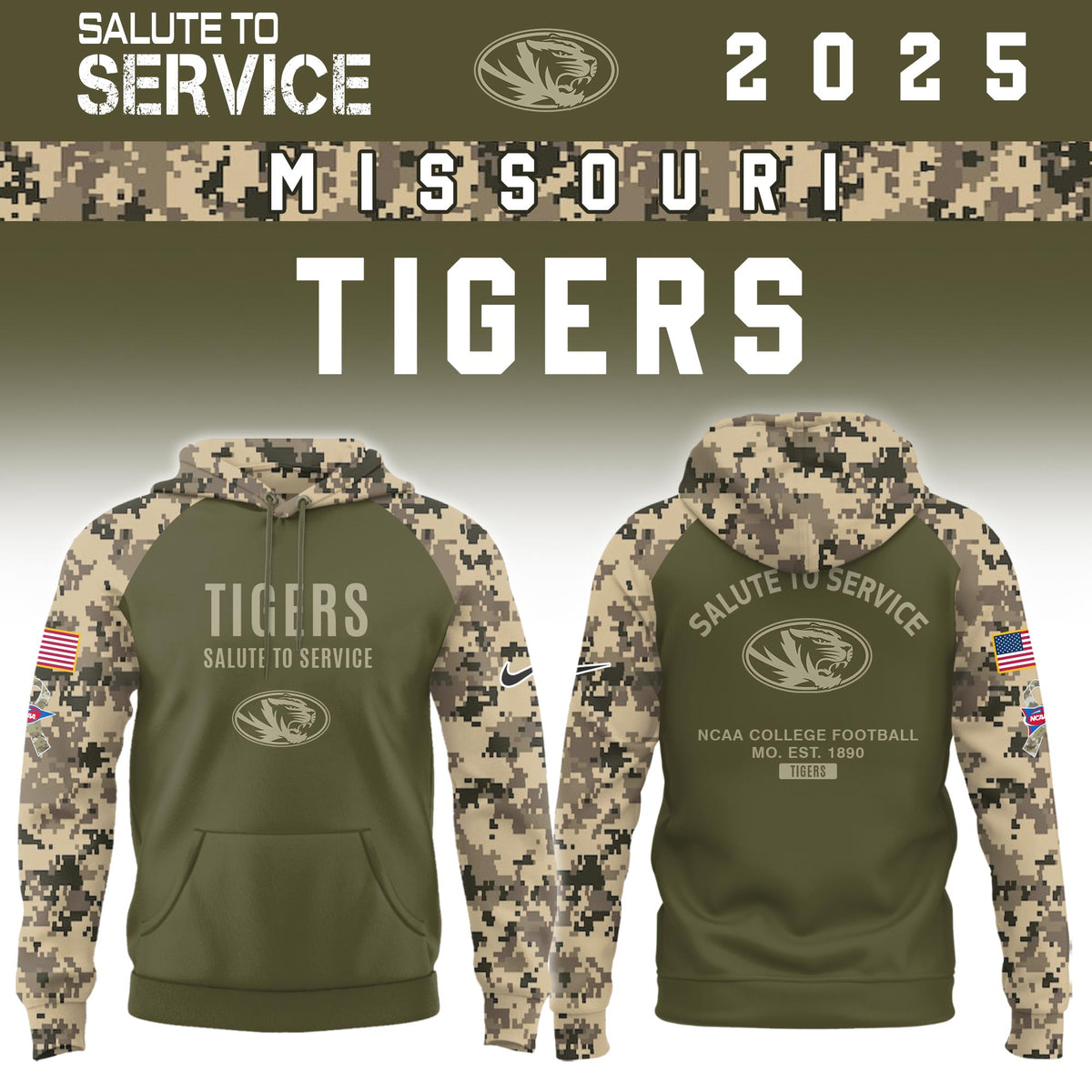 Missouri Tigers Salute To Service Limited Hoodie and Cap 2025 Collection