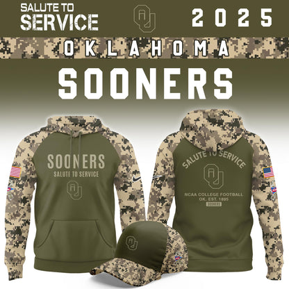 Oklahoma Sooners Salute To Service Limited Hoodie and Cap 2025 Collection