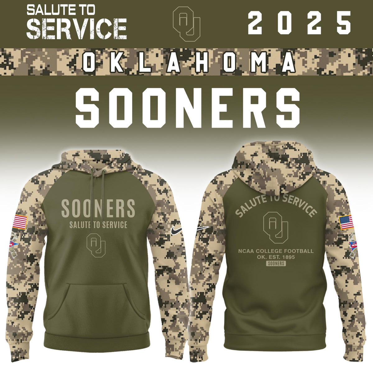 Oklahoma Sooners Salute To Service Limited Hoodie and Cap 2025 Collection