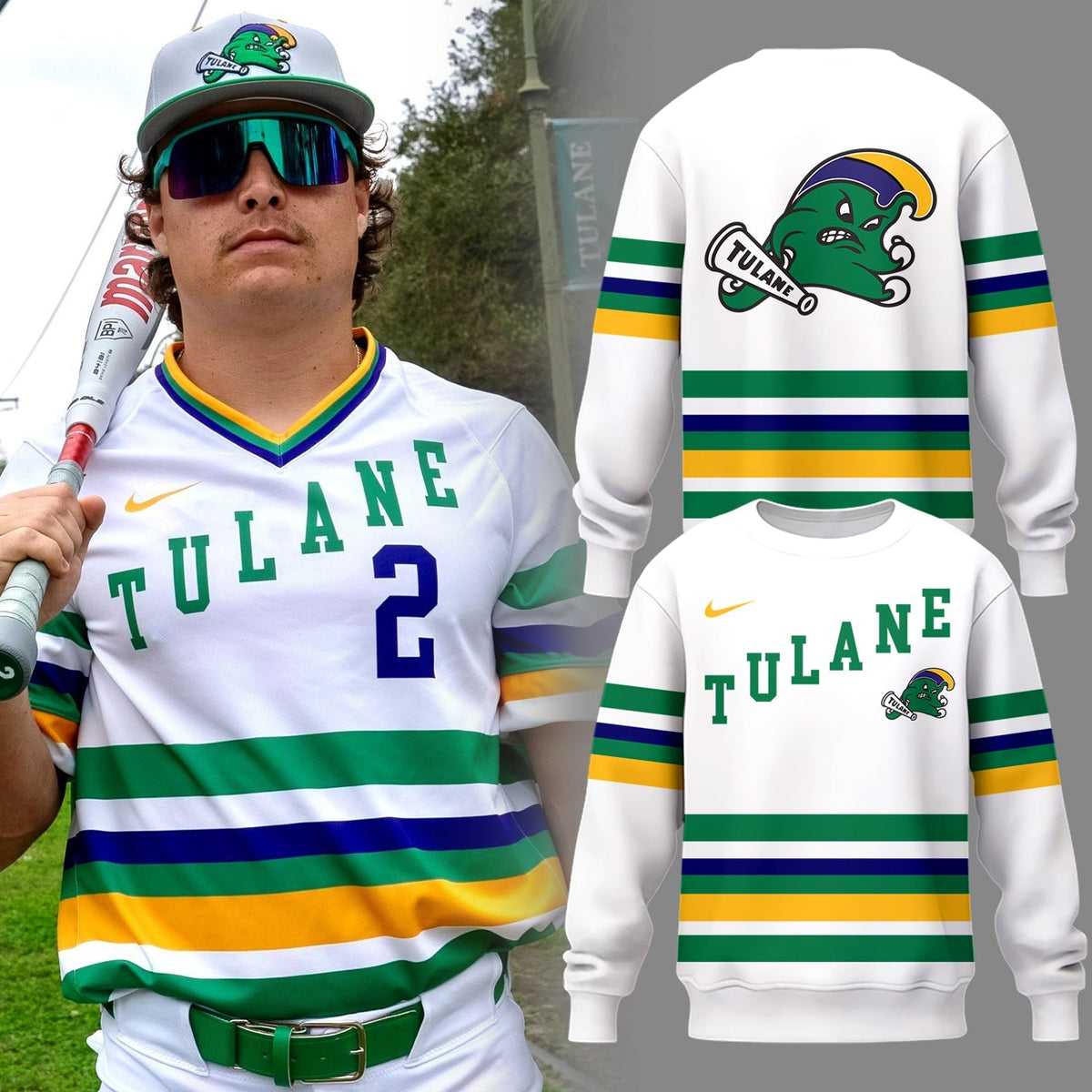 Tulane Baseball 2025 Limited Edition​ "Mardi Gras 2025" Sweatshirt-PU25021610