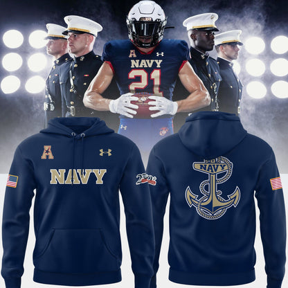 Limited Edition NAV Football Happy 250th Birthday U.S. Marines Hoodie