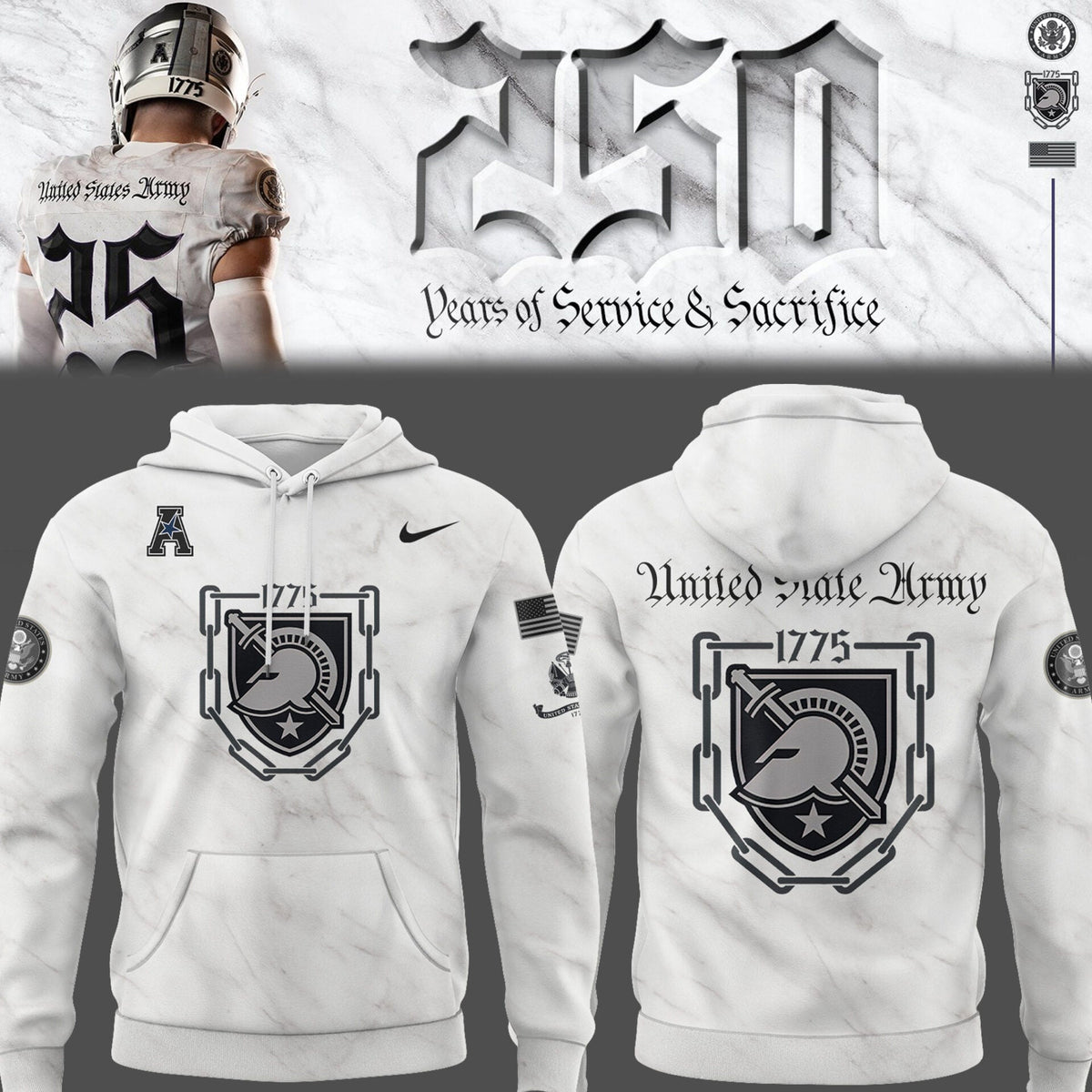 Army Hoodie For The Army-Navy Game - New Released Uniform Edition Army’s 250 Years Hoodie