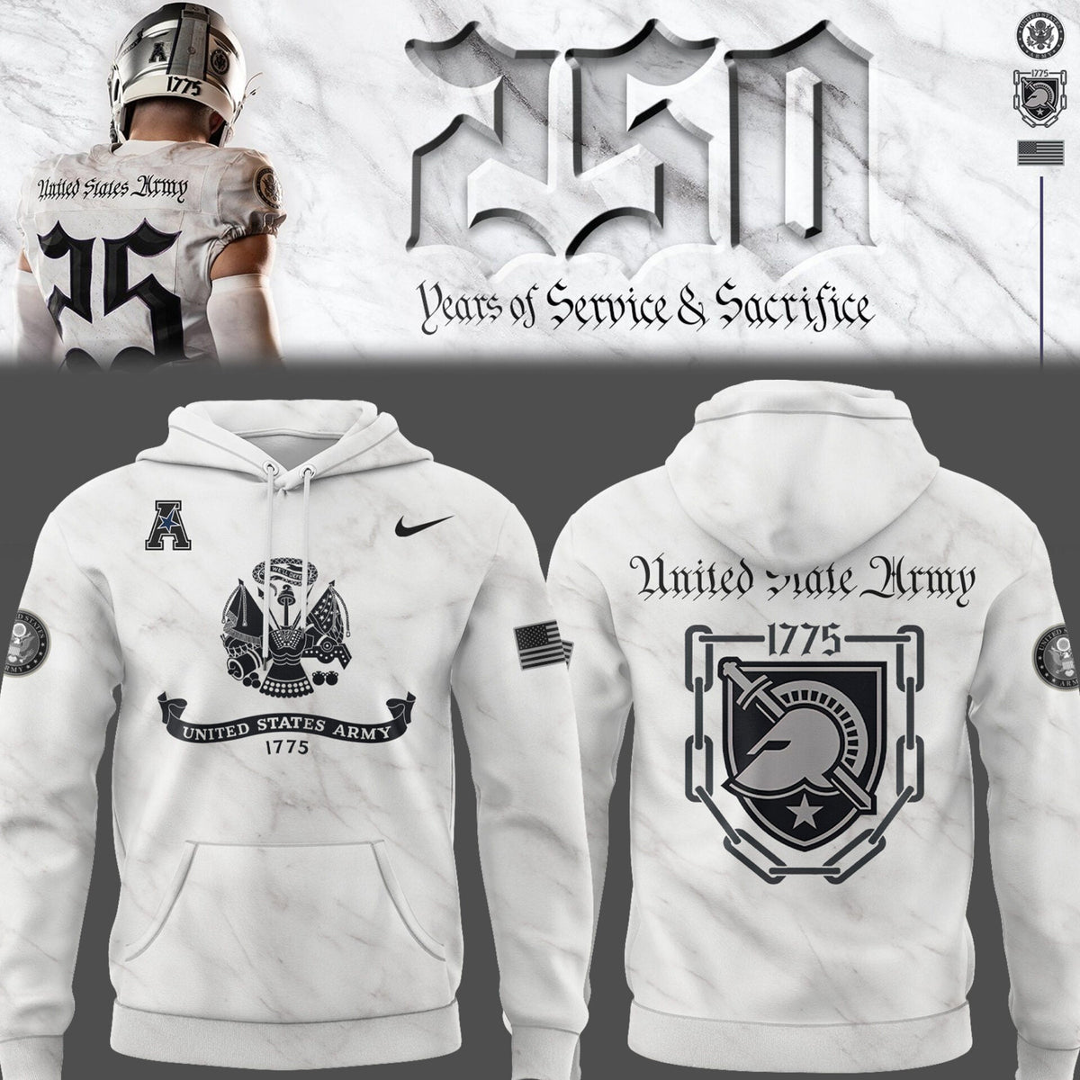 Army Hoodie For The Army-Navy Game - New Released Uniform Edition Army’s 250 Years Hoodie