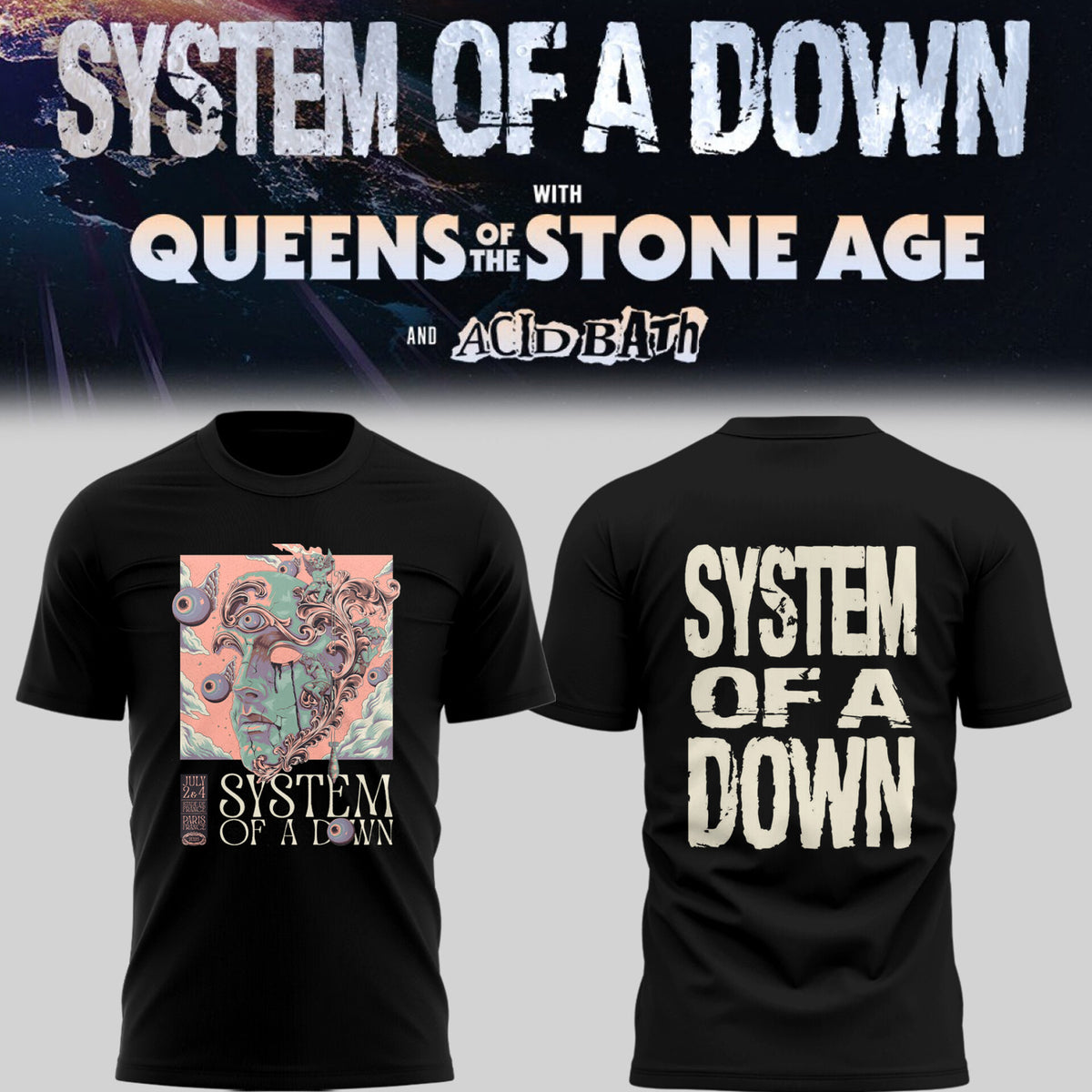 Limited Edition SOAD UK & Europe Stadium Tour 2026 T-Shirt
