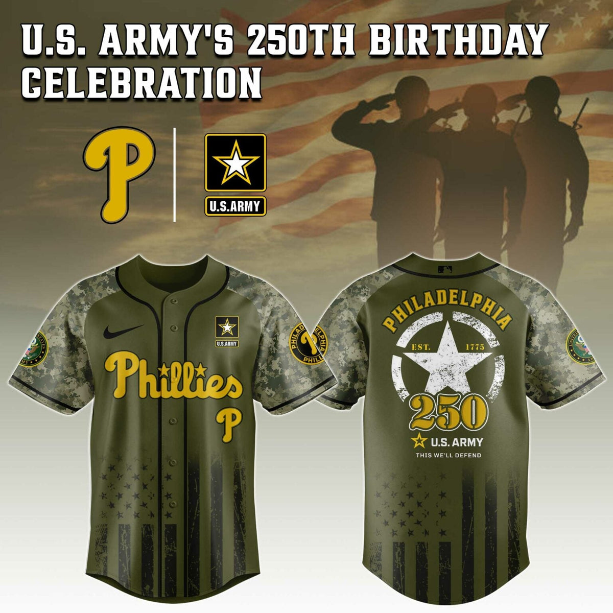 Philadelphia Phillies x 250 U.S. ARMY Jersey 03