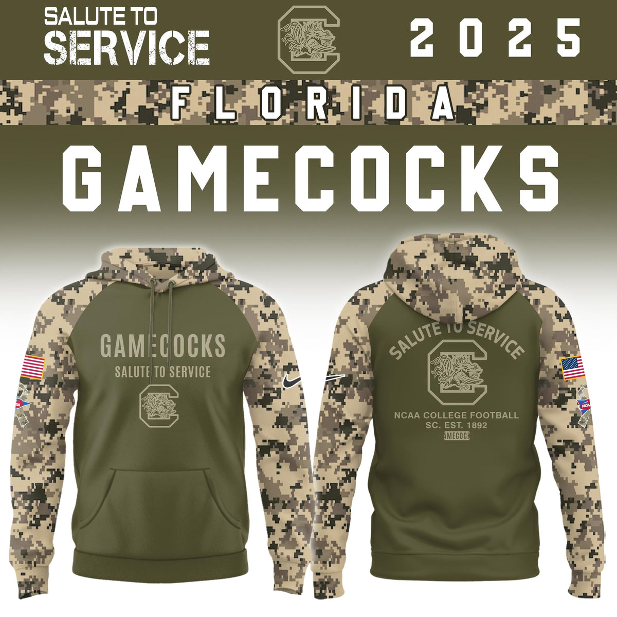 South Carolina Gamecocks Salute To Service Limited Hoodie and Cap 2025 Collection