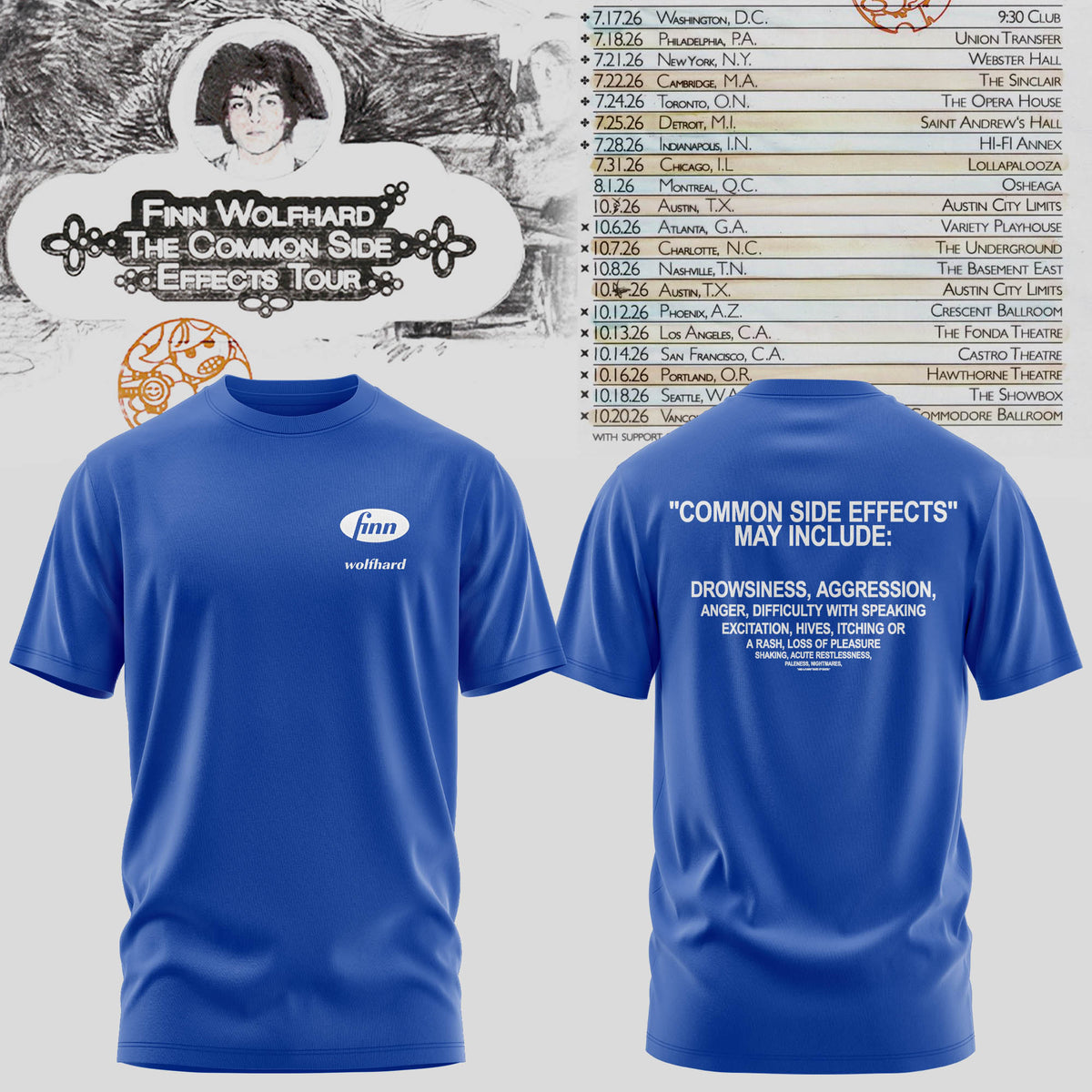 Finn Wolfhard – The Common Side Effects Tour T-Shirt