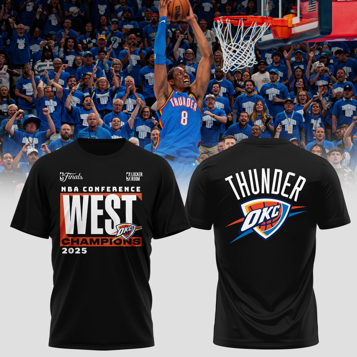 Oklahoma City Thunder 2025 Western Conference Champions Locker Room T-Shirt
