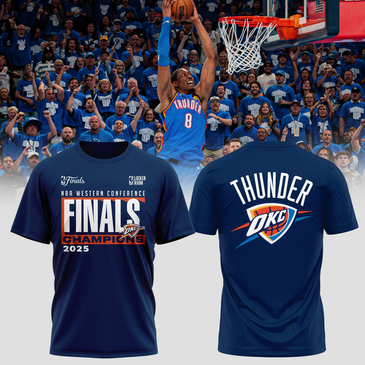 Oklahoma City Thunder 2025 Western Conference Champions Locker Room T-Shirt
