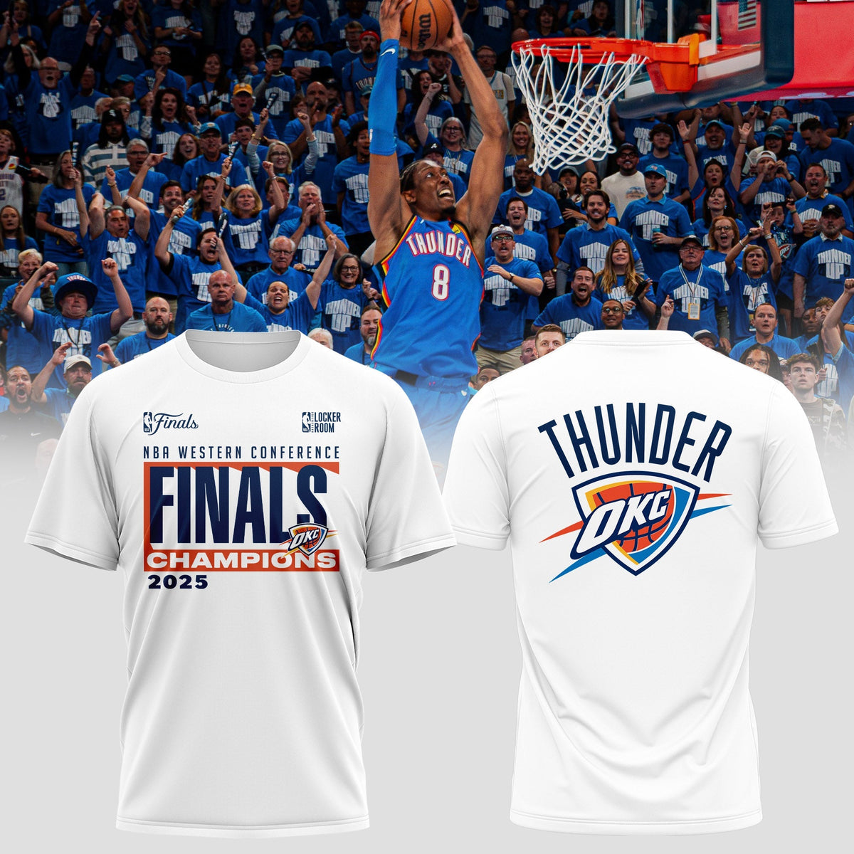Oklahoma City Thunder 2025 Western Conference Champions Locker Room T-Shirt