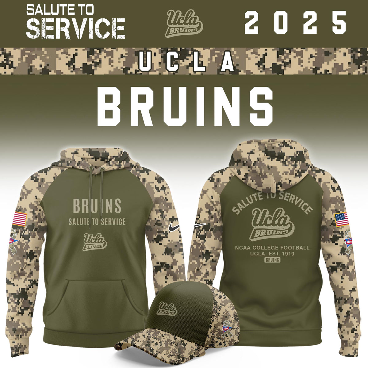 UCLA Bruins Salute To Service Limited Hoodie and Cap 2025 Collection