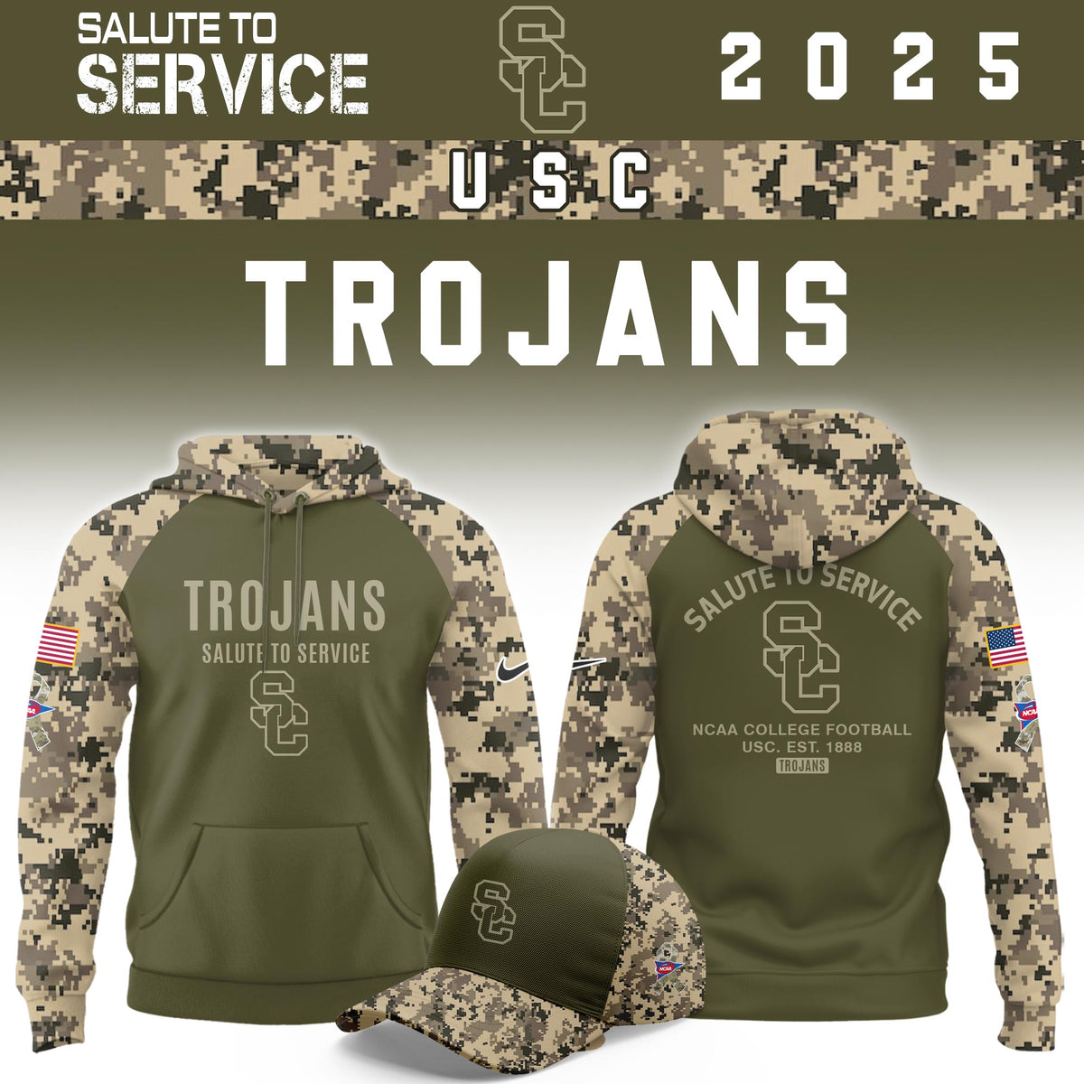 USC Trojans Salute To Service Limited Hoodie and Cap 2025 Collection