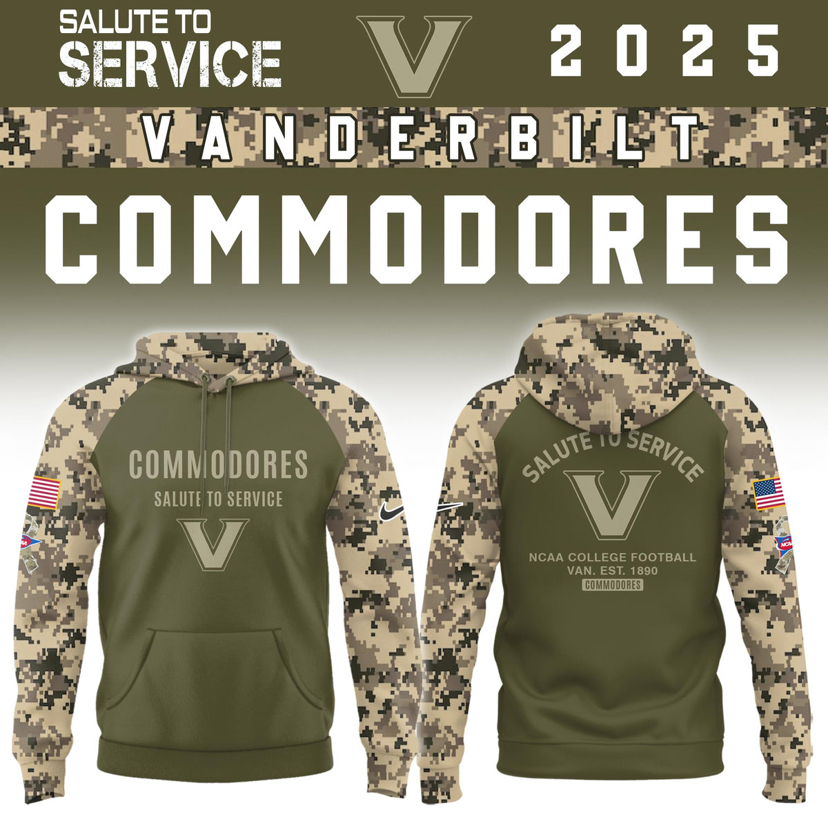 Vanderbilt Commodores Salute To Service Limited Hoodie and Cap 2025 Collection