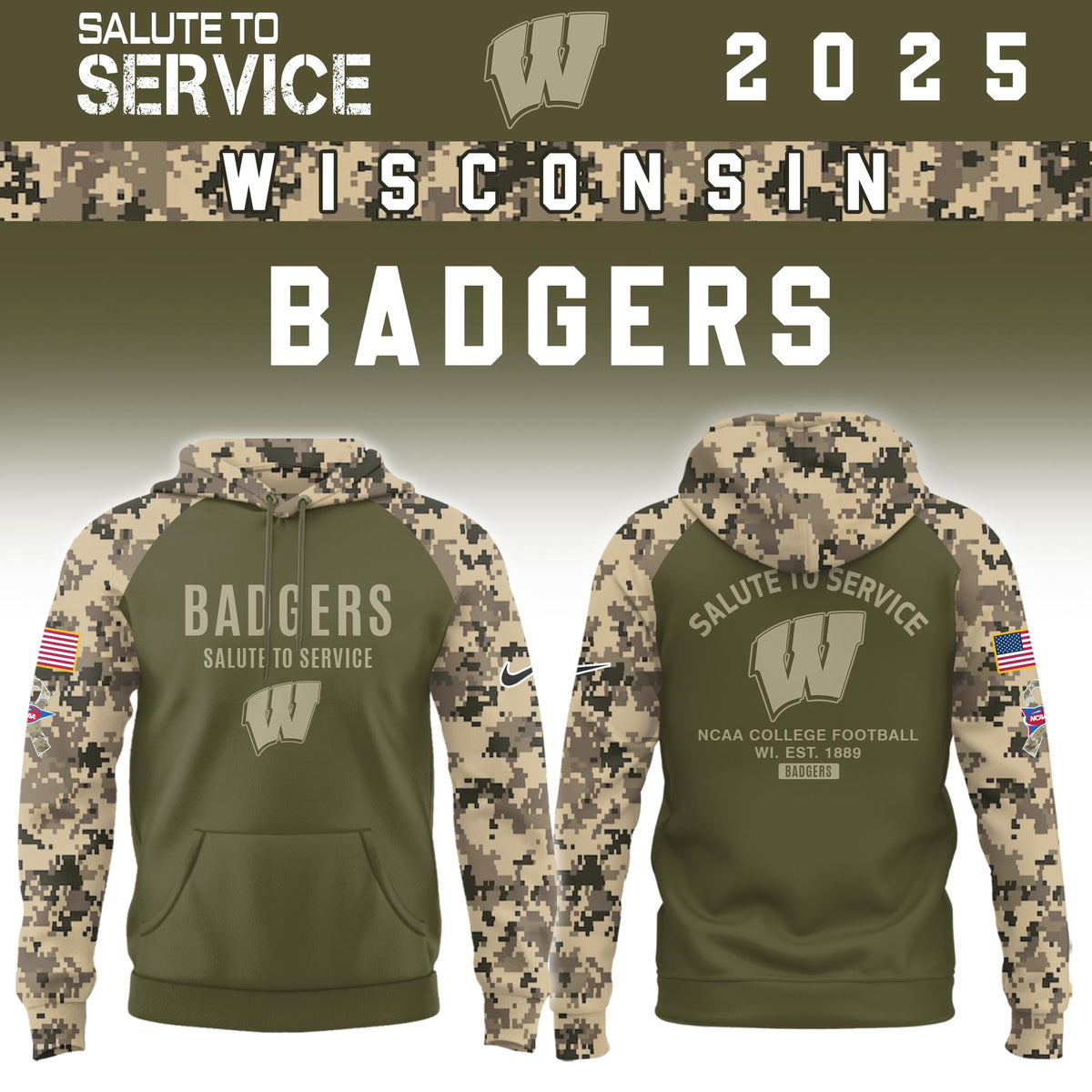 Wisconsin Badgers Salute To Service Limited Hoodie and Cap 2025 Collection
