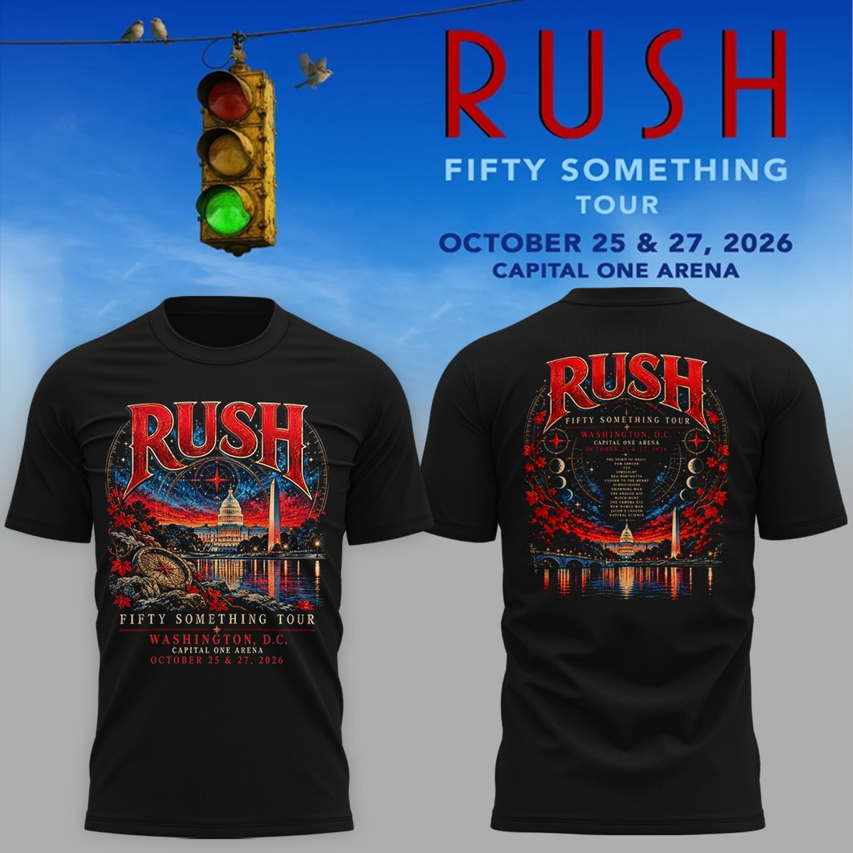 Official RUSH Washington DC T-Shirt – October 25 & 27, 2026 Capital One Arena