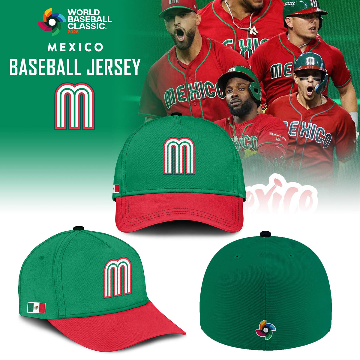 _ Mexico Baseball x Born x Raised Green 2026 World Baseball Classic Jersey Limited Edition Green