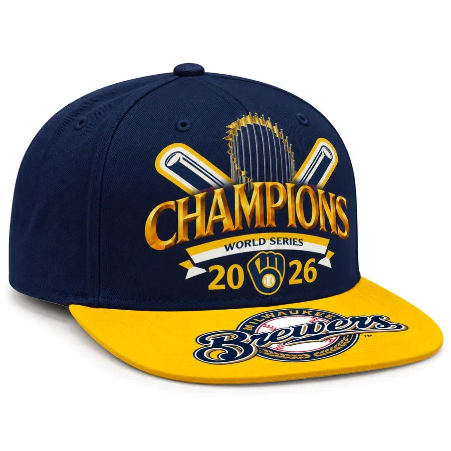 Brewers 2026 Champions Navy & Gold Snapback Hat