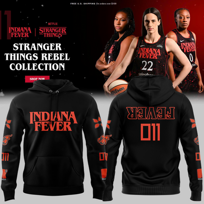 Indiana Fever Stranger Things Rebel Swingman Limited Edition Black Hoodie