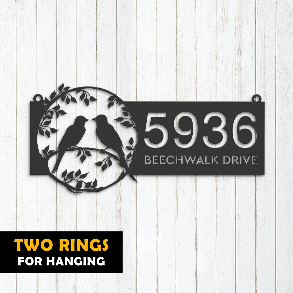 Personalized Bird couple Metal Address Sign House number | Hanging Address Plaque | Yard Sign, Outdoor Sign | Garden Stake