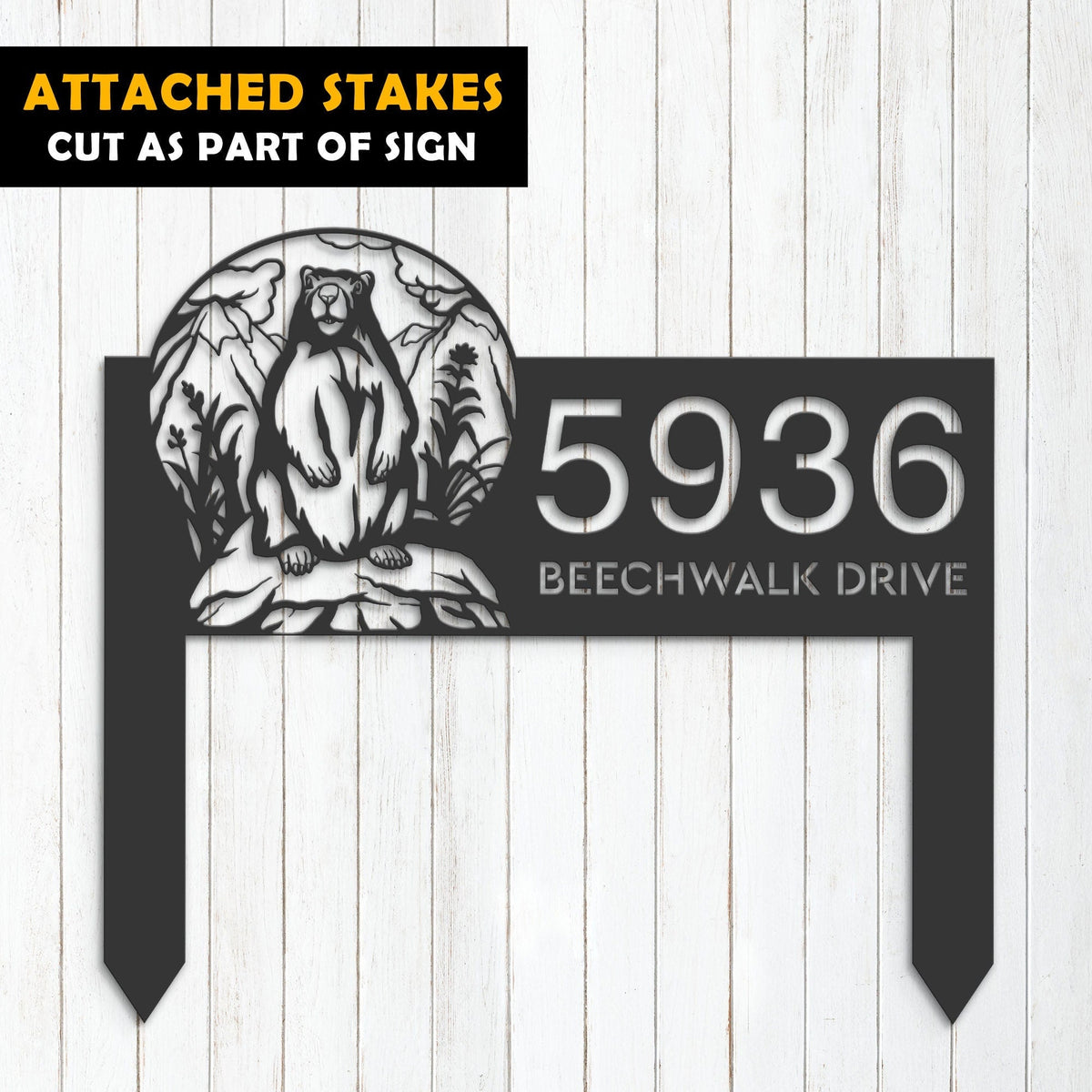 Personalized Badger Wild animal wildlife Metal Address Sign | Hanging Address Plaque | Yard Sign, Outdoor Sign | Garden Stake