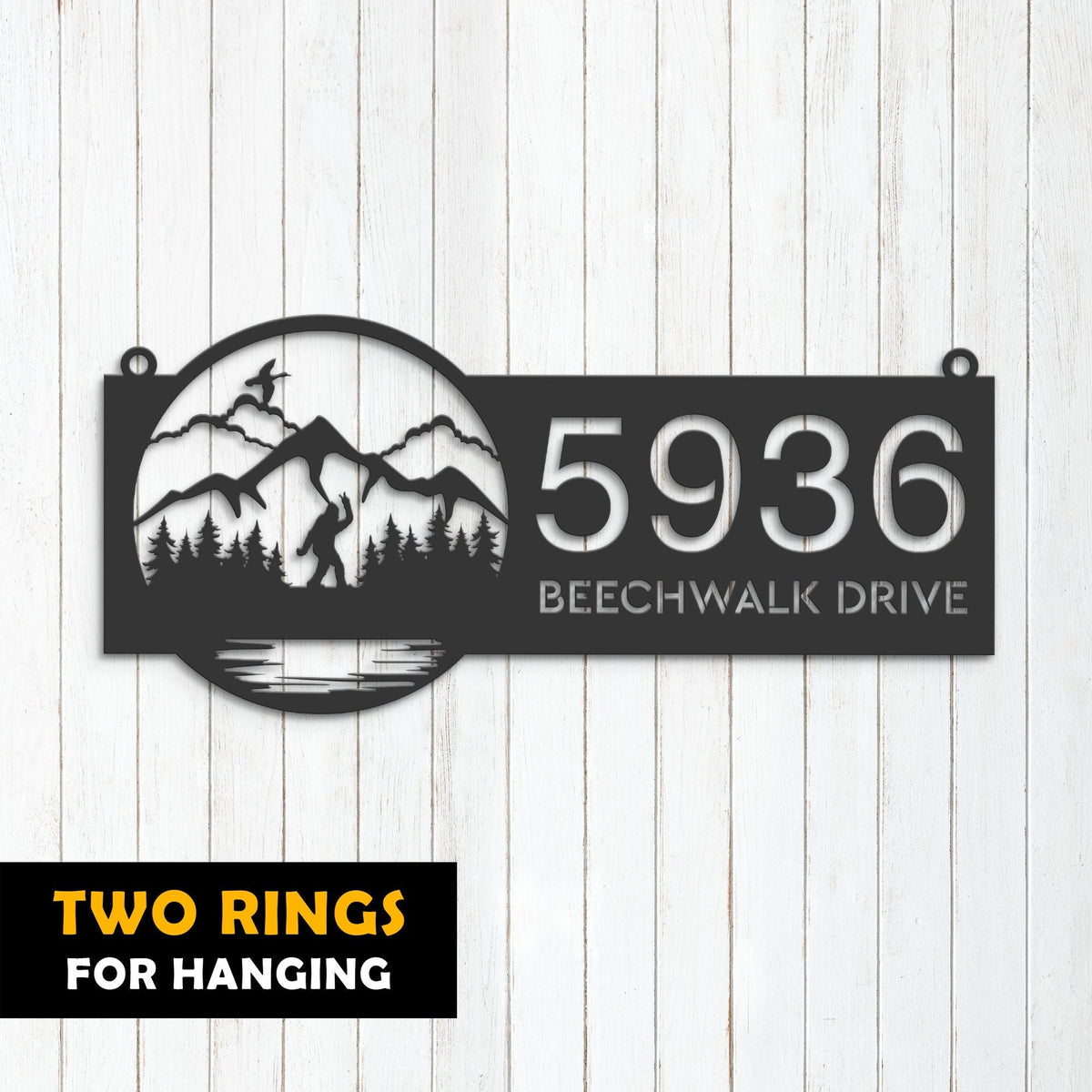 Personalized Bigfoot Sasquatch wild life forest Metal Address Sign House number Hanging Address Plaque Yard Sign Outdoor Sign Garden Stake