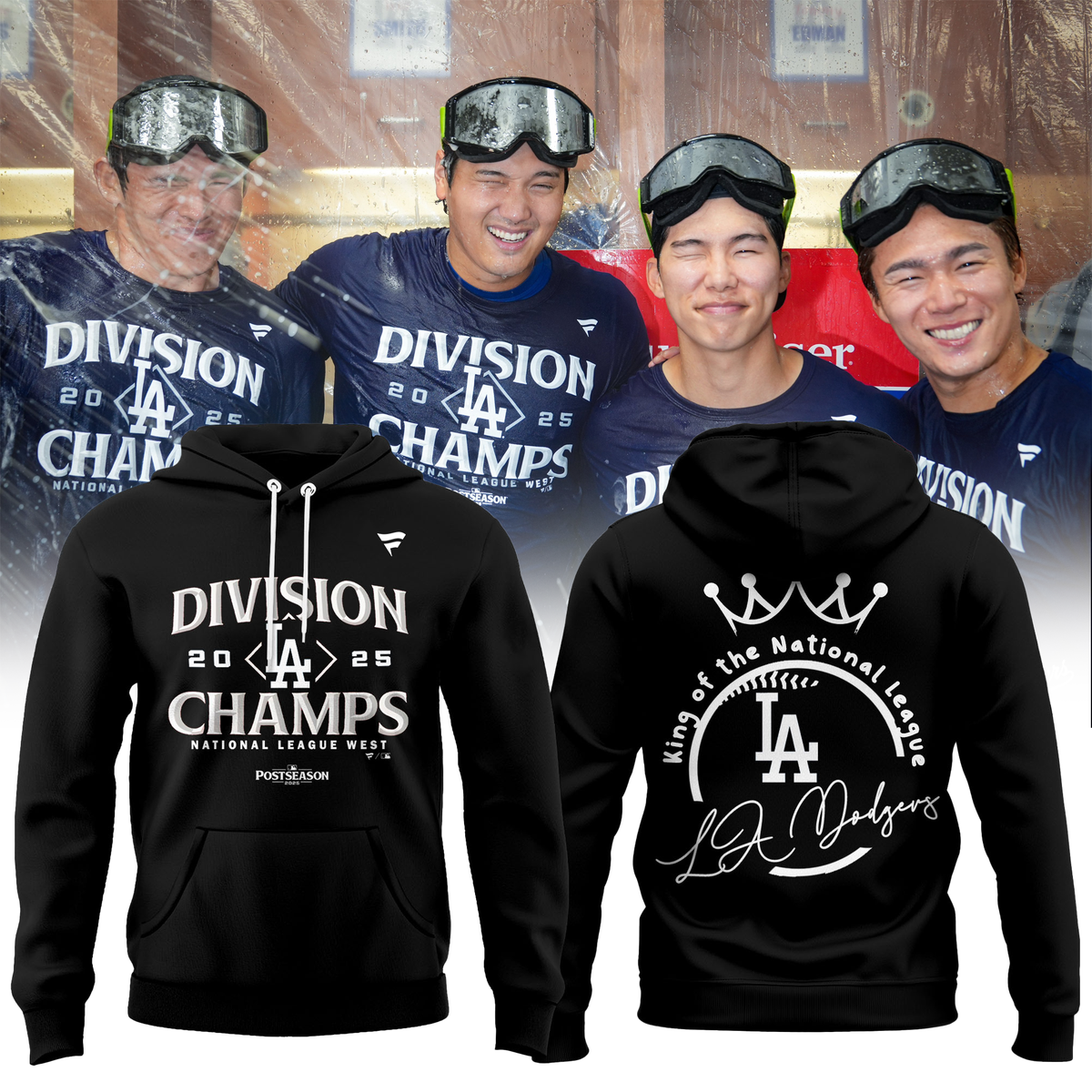 Los Angeles Dodgers 2025 NL West Division Champions Hoodie- LA Dodgers Champions Merch