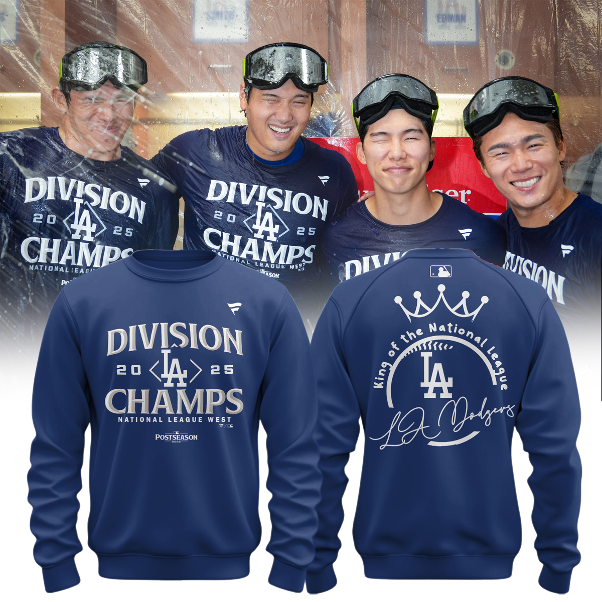 Los Angeles Dodgers 2025 NL West Division Champions Sweatshirt- LA Dodgers Champions Merch