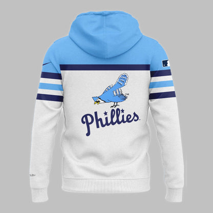 Philadelphia Phillies Grey White Blue Blue Jay Logo 40's Hoodie For Fans