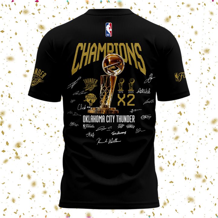 OKC Thunder Basketball Black T-Shirt 2025 Champions - OKC Thunder Won For City Shirt