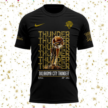 OKC Thunder Basketball Black T-Shirt 2025 Champions - OKC Thunder Won For City Shirt