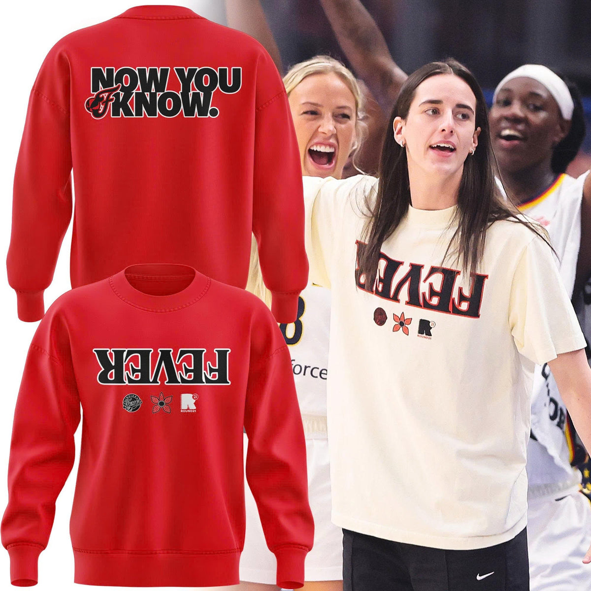 Exclusive Indiana Fever Stranger Things Rebel Swingman Sweatshirt Red