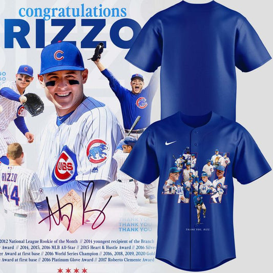 Chicago Cubs Legend Anthony Rizzo Baseball Jersey Thank You Rizz