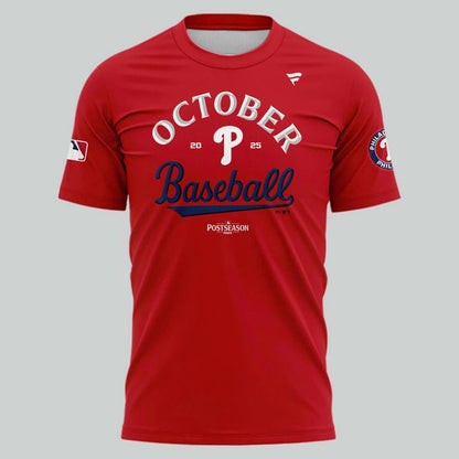 Special New "Built For Fall" 2025 Postseason Clinched Uniform Philadelphia Phillies Red T-Shirt