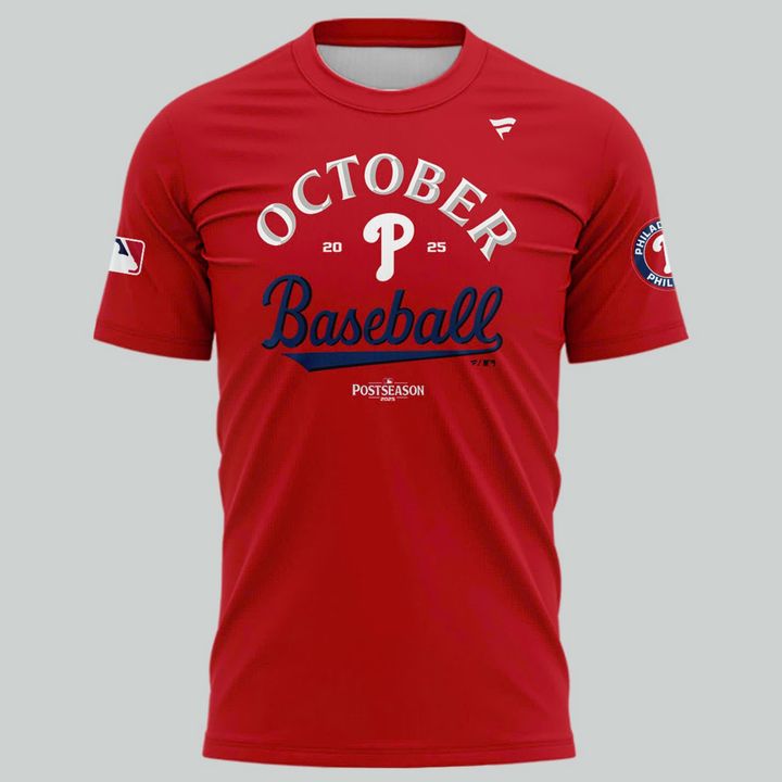 Special New October Ready 2025 Postseason Clinched Uniform Philadelphia Phillies Red T-Shirt