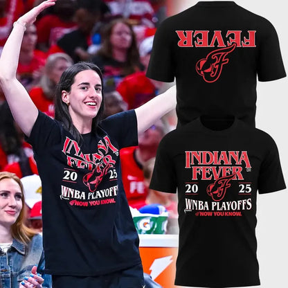 Now You Know Indiana Fever T-Shirt WNBA Playoff 2025 Black Red