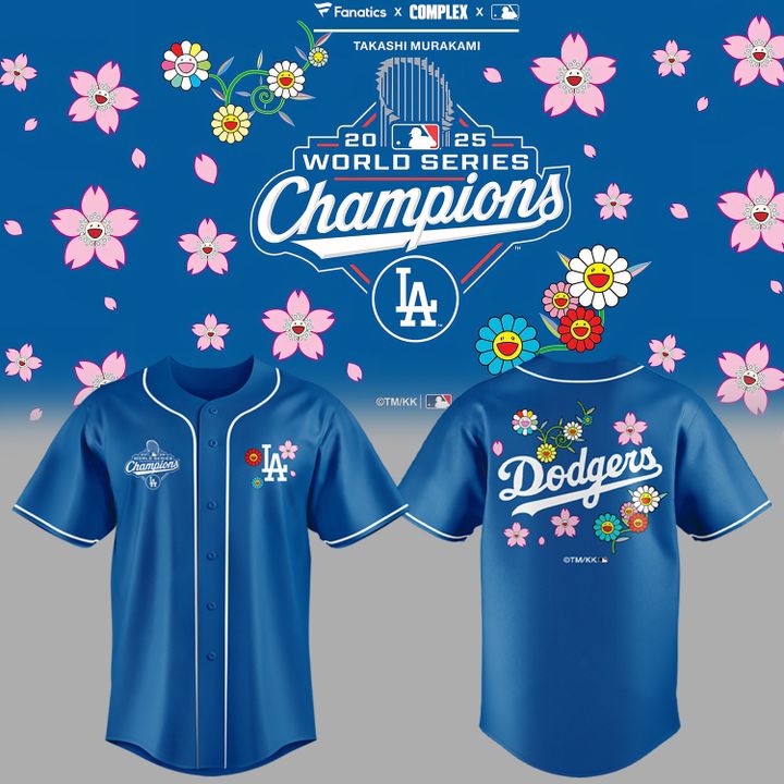 Takashi Murakami x LA Dodgers World Series Champions 2025 Baseball Jersey Blue