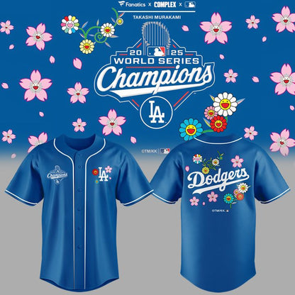 Takashi Murakami x LA Dodgers World Series Champions 2025 Baseball Jersey Blue