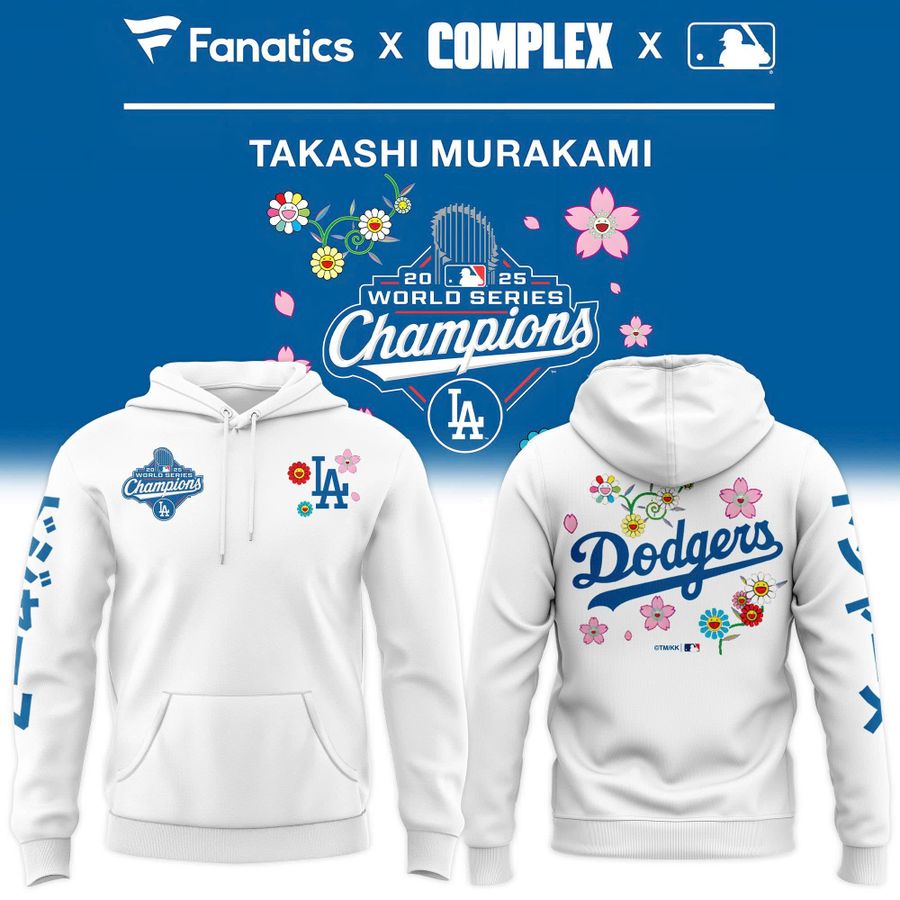 Los Angeles Dodgers x Takashi Murakami World Series Champions White Hoodie
