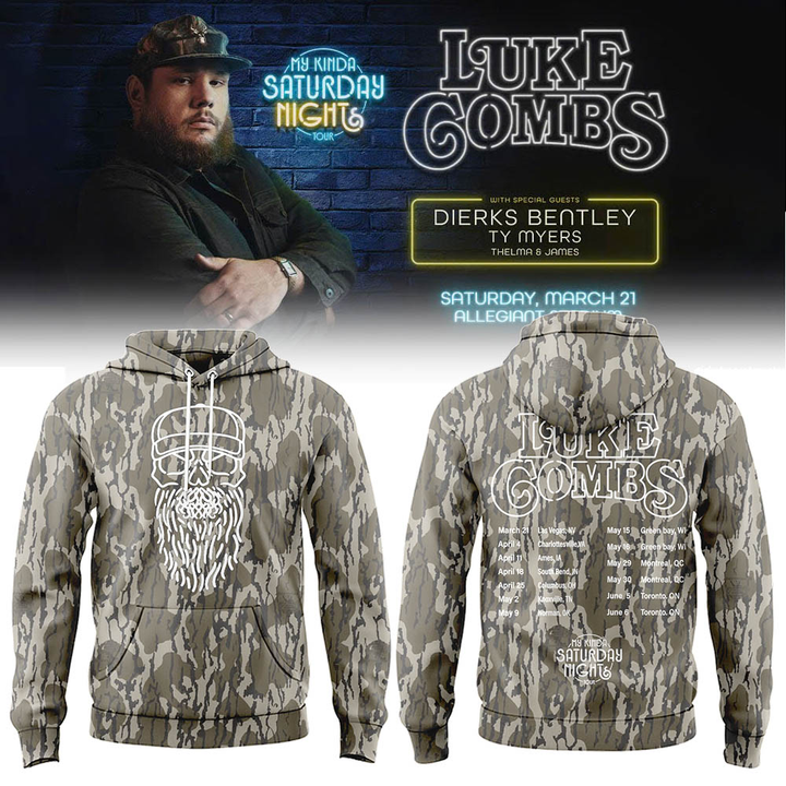 Special Luke Combs x Notre Dame Fighting My Kinda Saturday Night Tour Hoodie