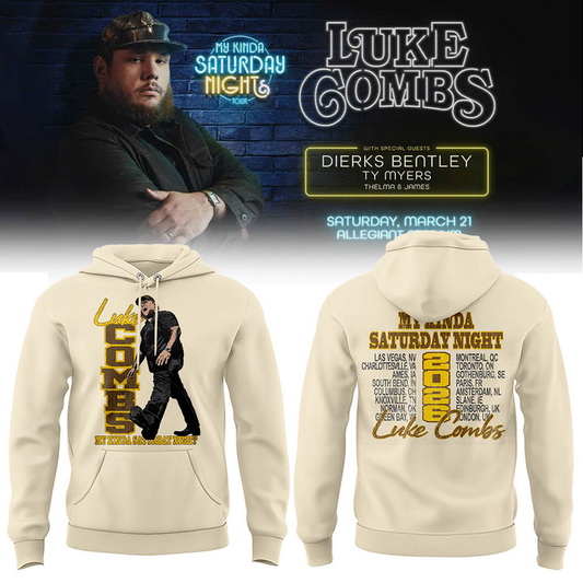Special Luke Combs x Notre Dame Fighting My Kinda Saturday Night Tour Hoodie