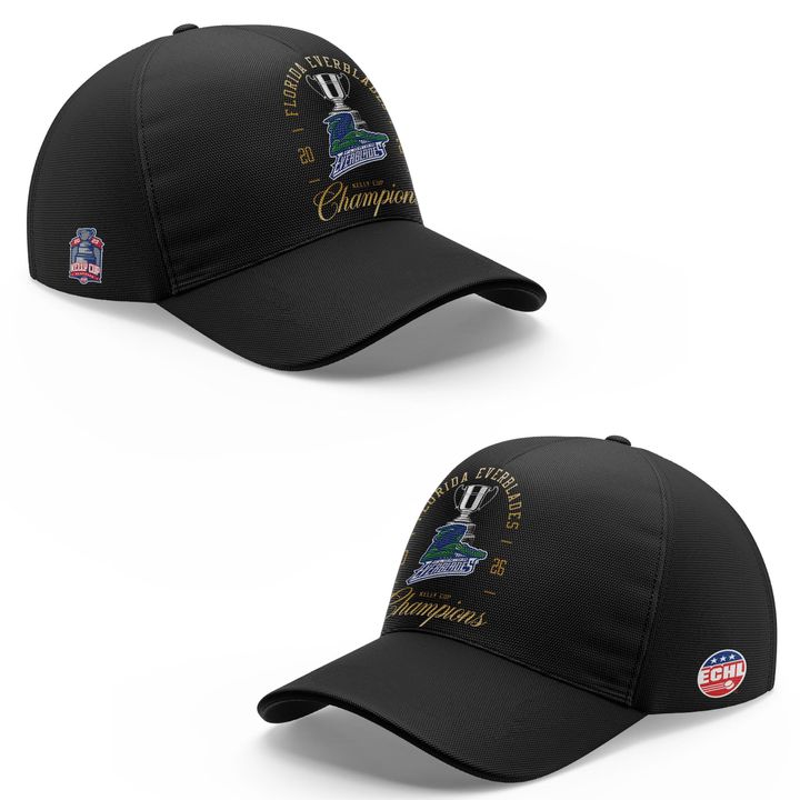 Florida Everblades Kelly Cup Champions 5X Championship Black Cap