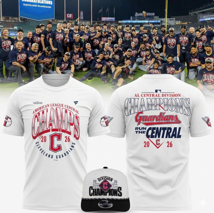 Women's Cleveland Guardians White 2026 AL Central Division Champions T-Shirt