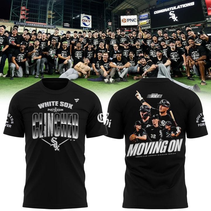 Chicago White Sox Clinched Postseason T-Shirt - American League Division Series Moving On Black Tee
